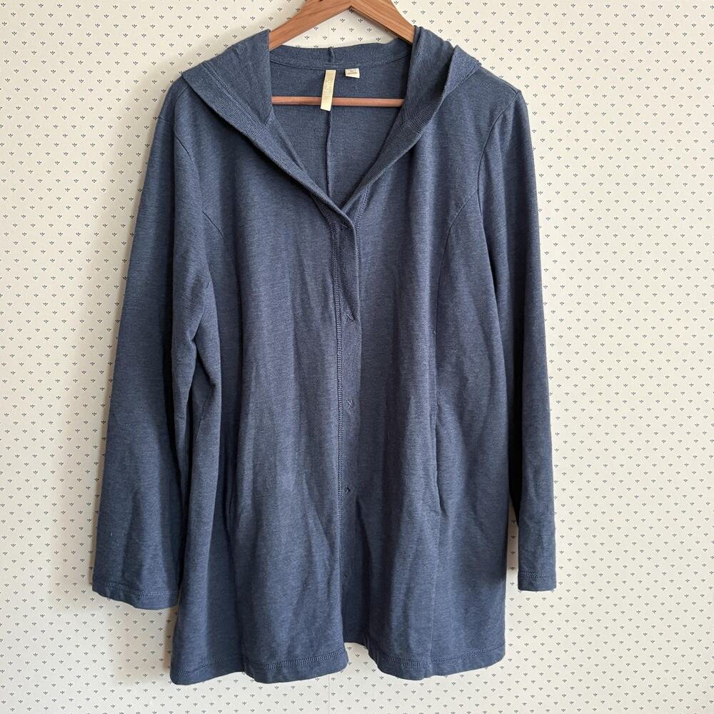 Lightweight Hooded Longline Cardigan Sweater - Slate